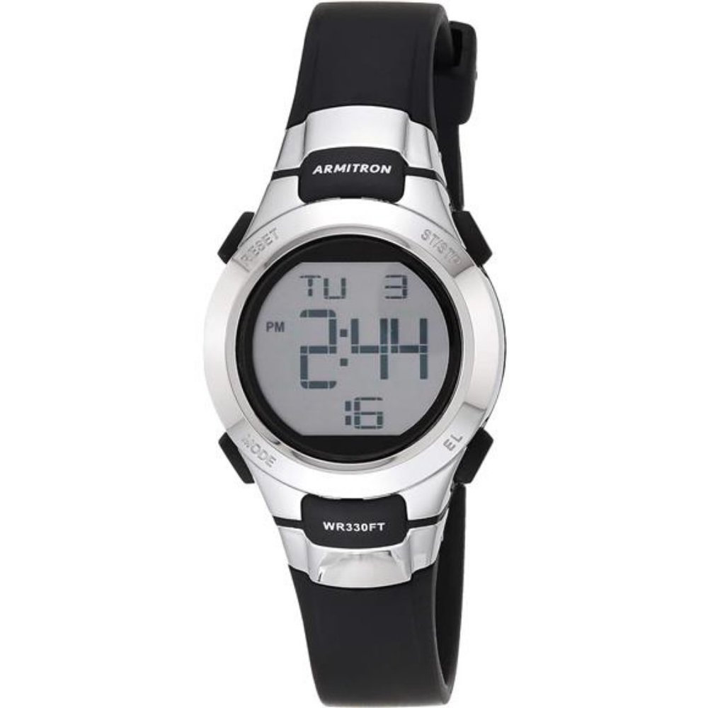 New Women's Sport Silver Armitron Digital Adjustable Resin Strap Watch